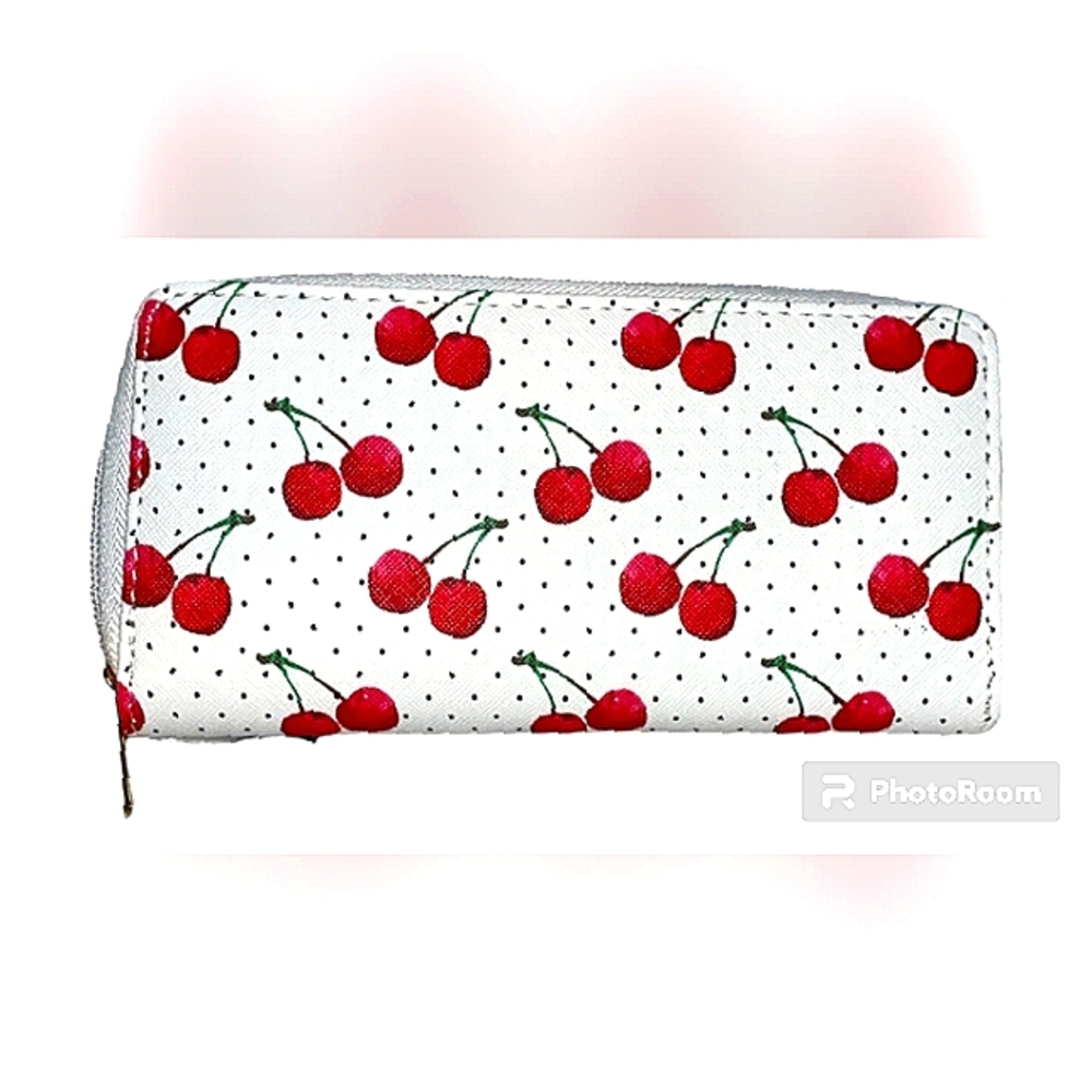 White Cherry-Print Zip Wallet - Picture 2 of 4